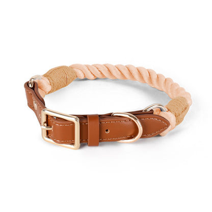 Handmade Cotton Dog Collar and Leash Set