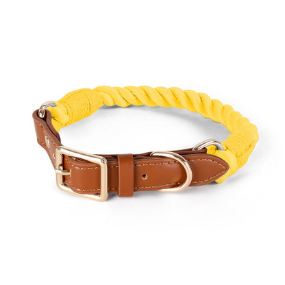 Handmade Cotton Dog Collar and Leash Set