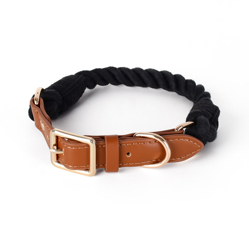 Handmade Cotton Dog Collar and Leash Set