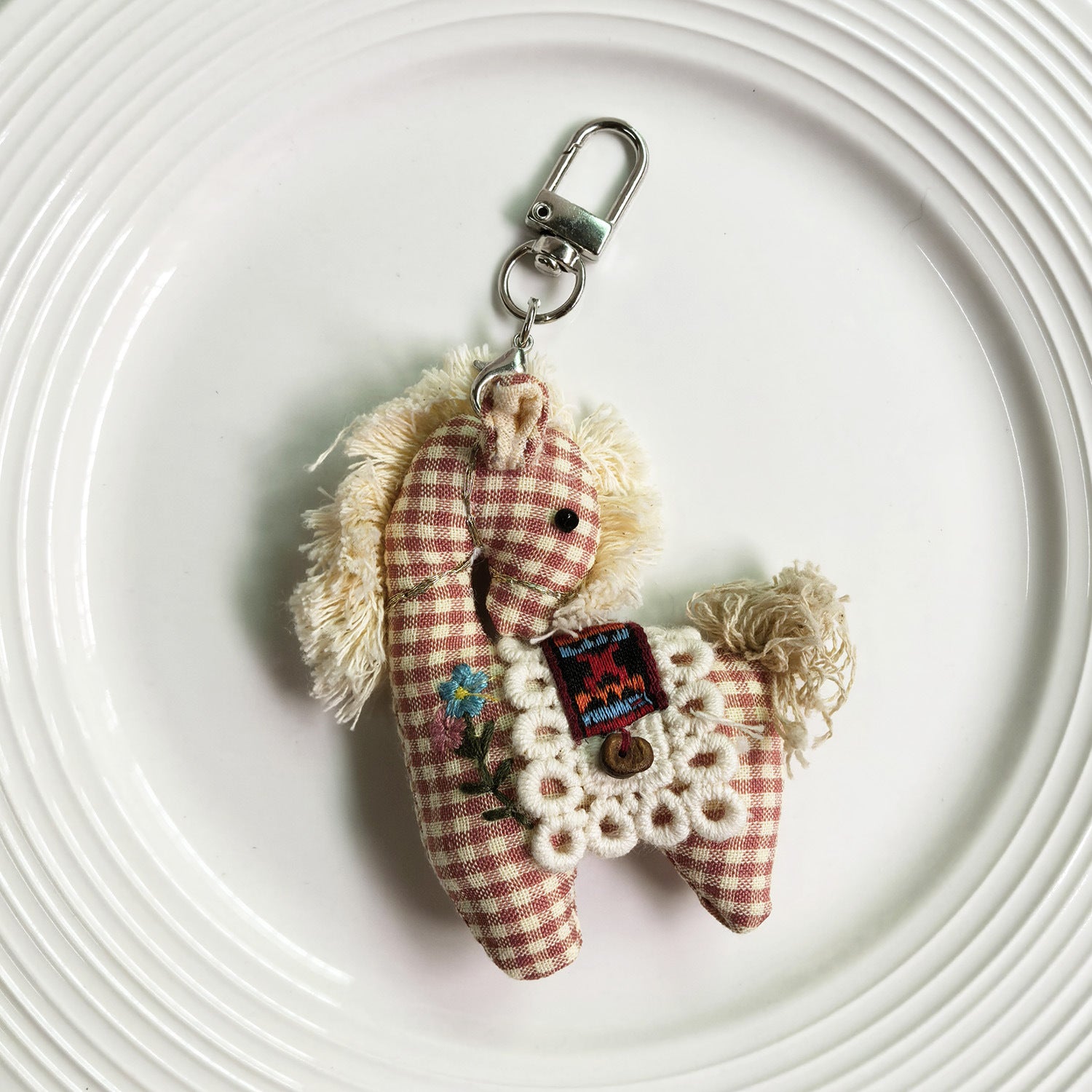 Handmade Cotton Linen Pony Bag Charm Accessory