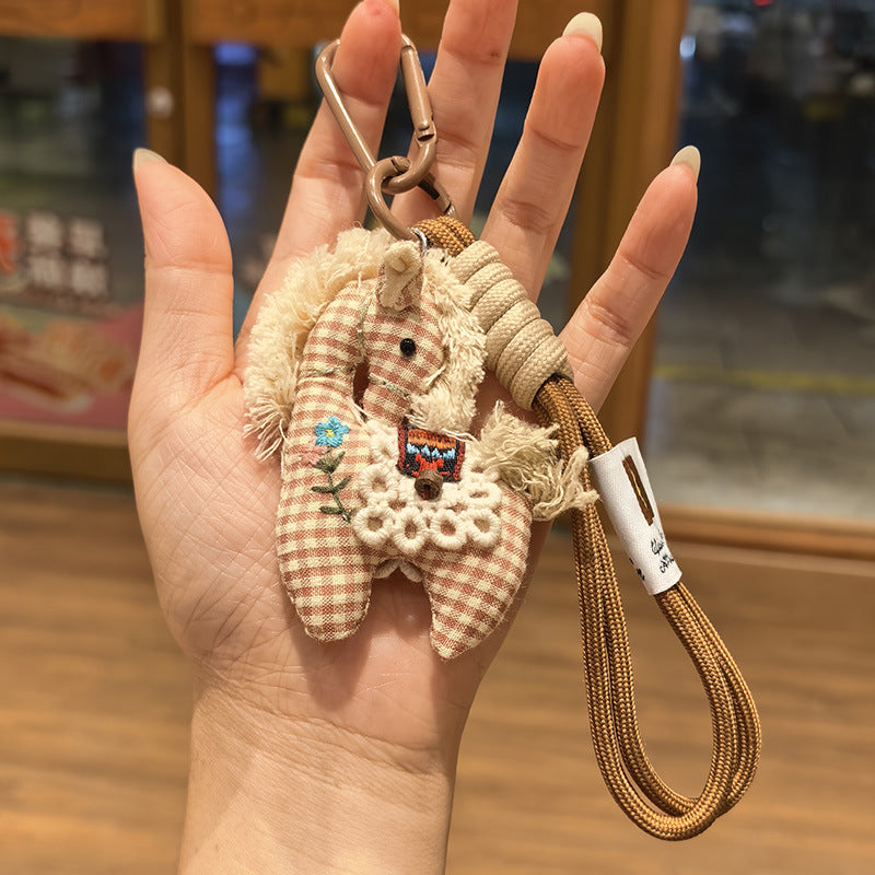 Handmade Cotton Linen Pony Bag Charm Accessory