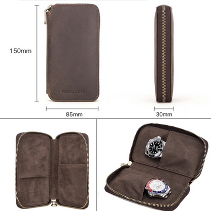 Handmade Cowhide Leather Watch Storage Box