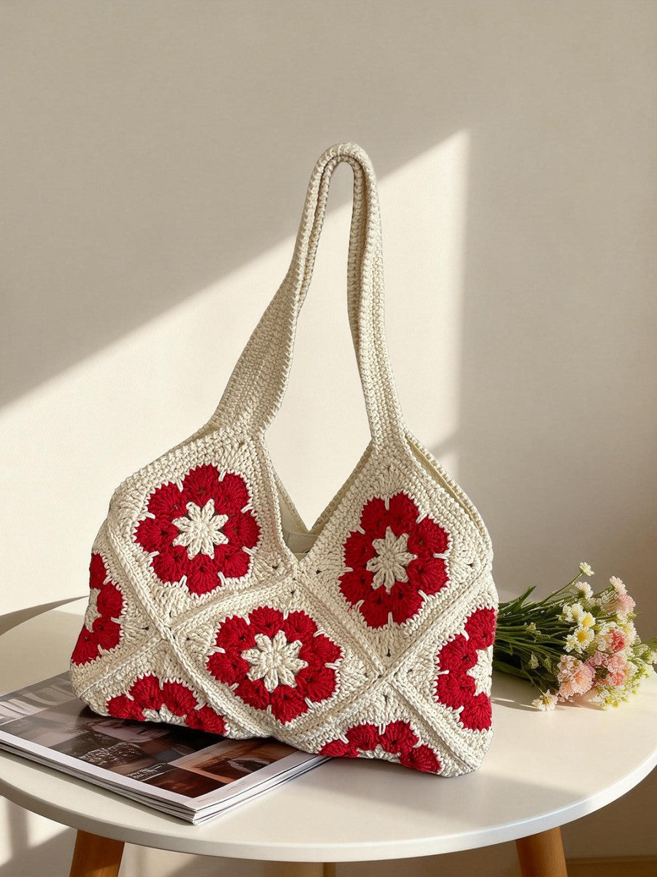 Handmade Crochet Cotton Rope Shoulder Bag