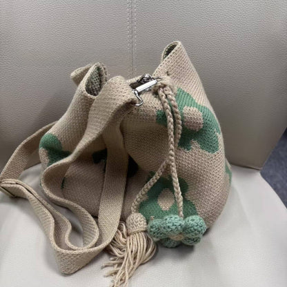 Handmade Crochet Flower Bag with Tassels