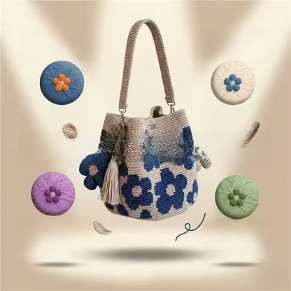 Handmade Crochet Flower Bag with Tassels