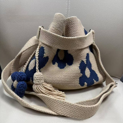 Handmade Crochet Flower Bag with Tassels