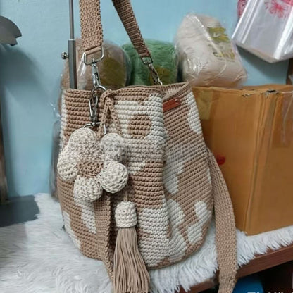 Handmade Crochet Flower Tote Bag
