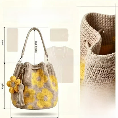 Handmade Crochet Flower Tote Bag