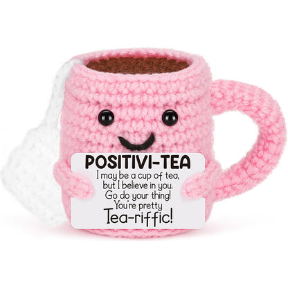 Handmade Crochet Positive Tea Cup Doll Ornament