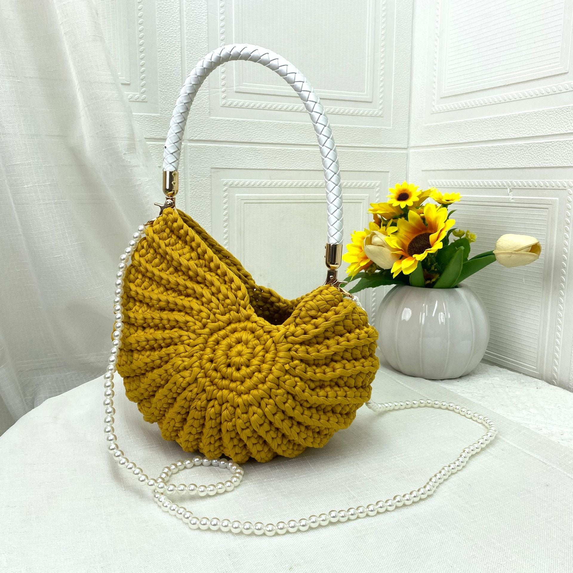 Handmade Crochet Shell Crossbody Bag