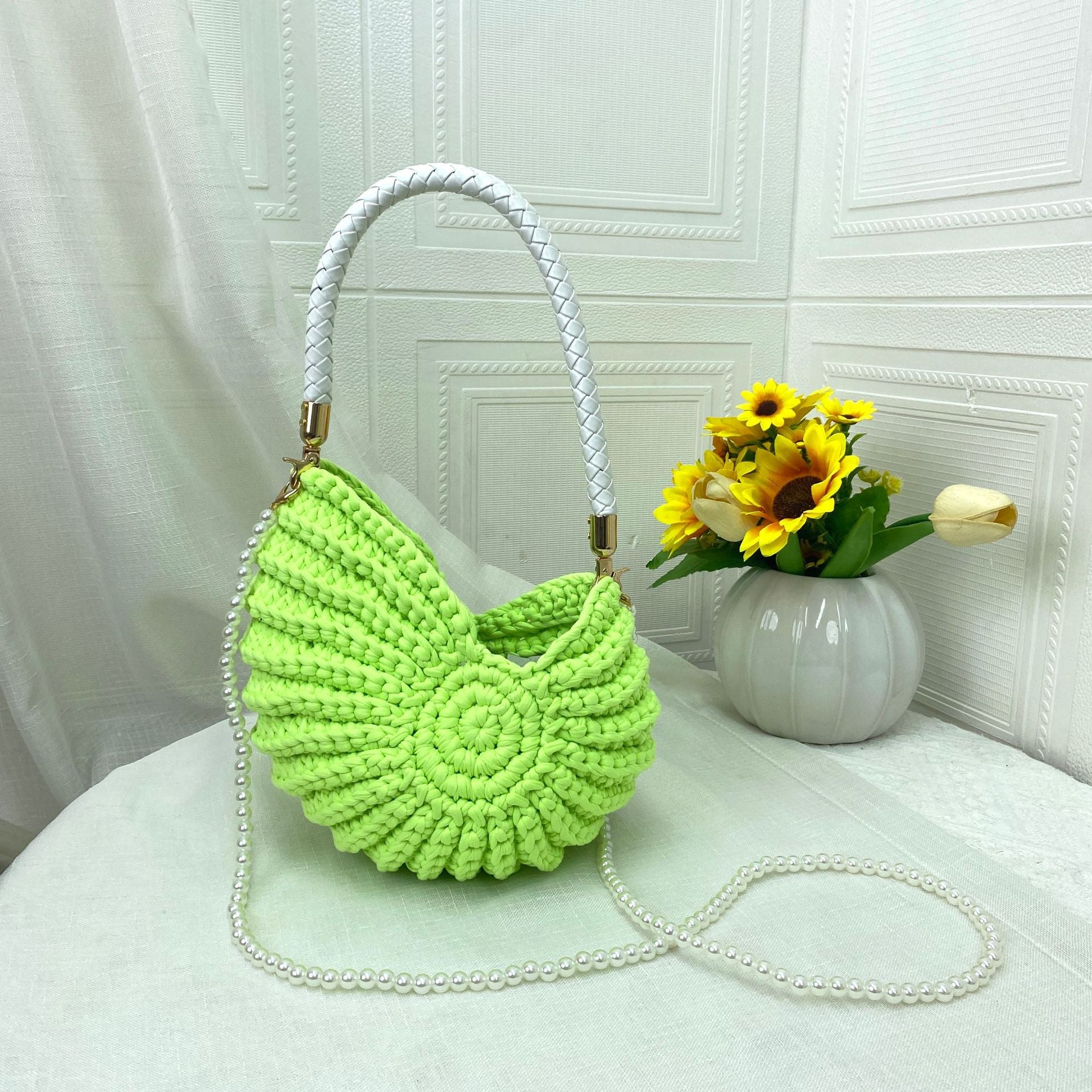 Handmade Crochet Shell Crossbody Bag
