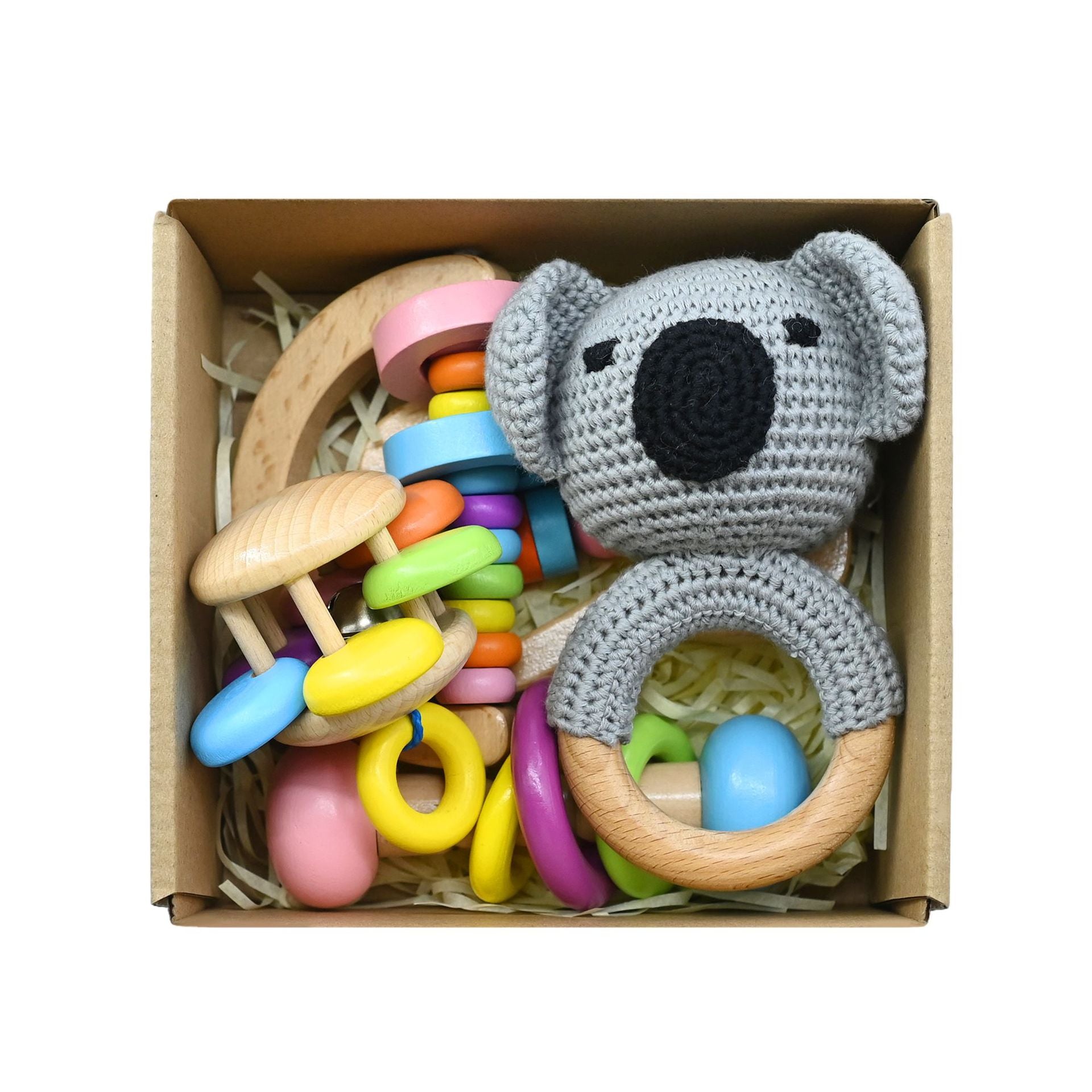 Handmade Crochet Wooden Animal Rattle