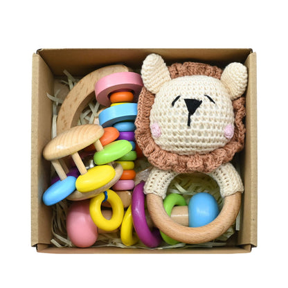 Handmade Crochet Wooden Animal Rattle