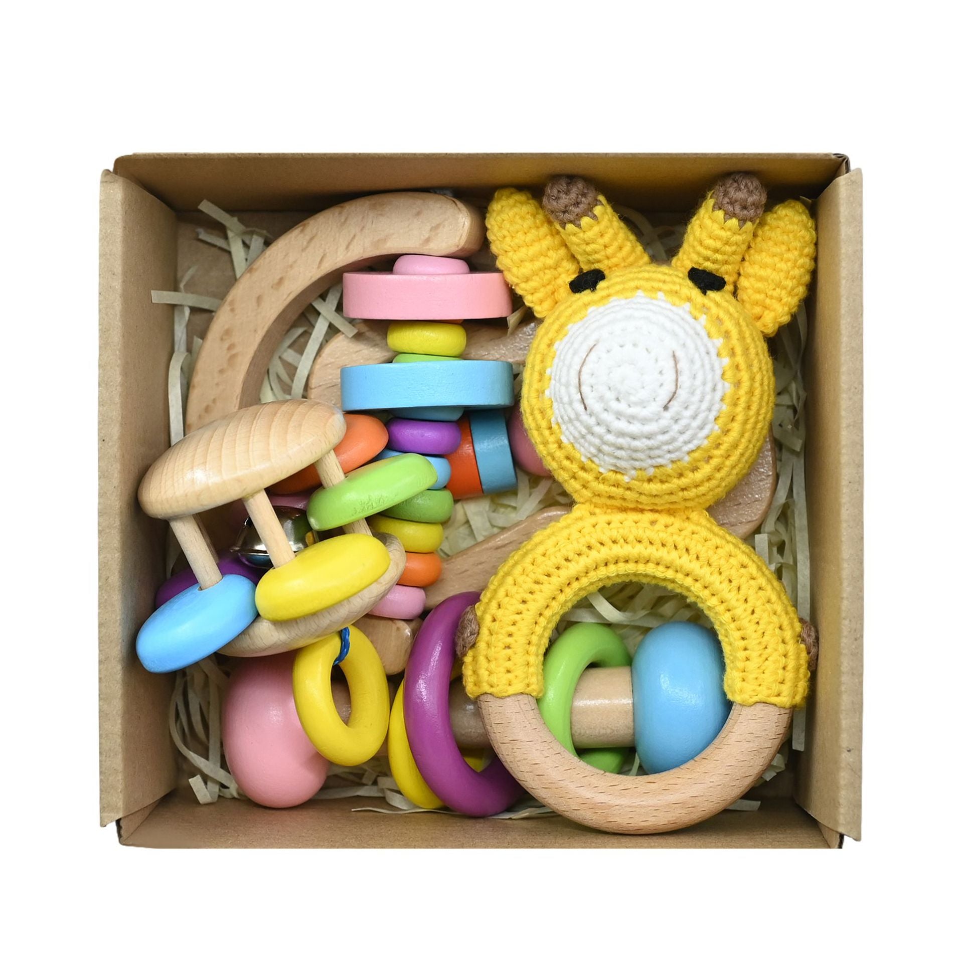 Handmade Crochet Wooden Animal Rattle