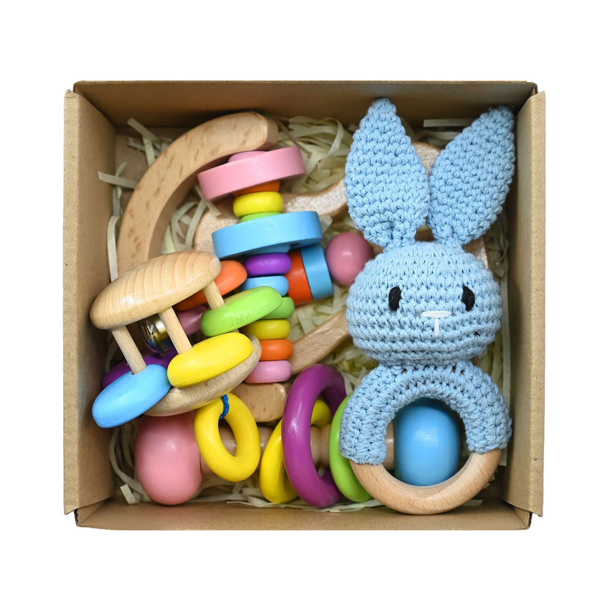 Handmade Crochet Wooden Animal Rattle