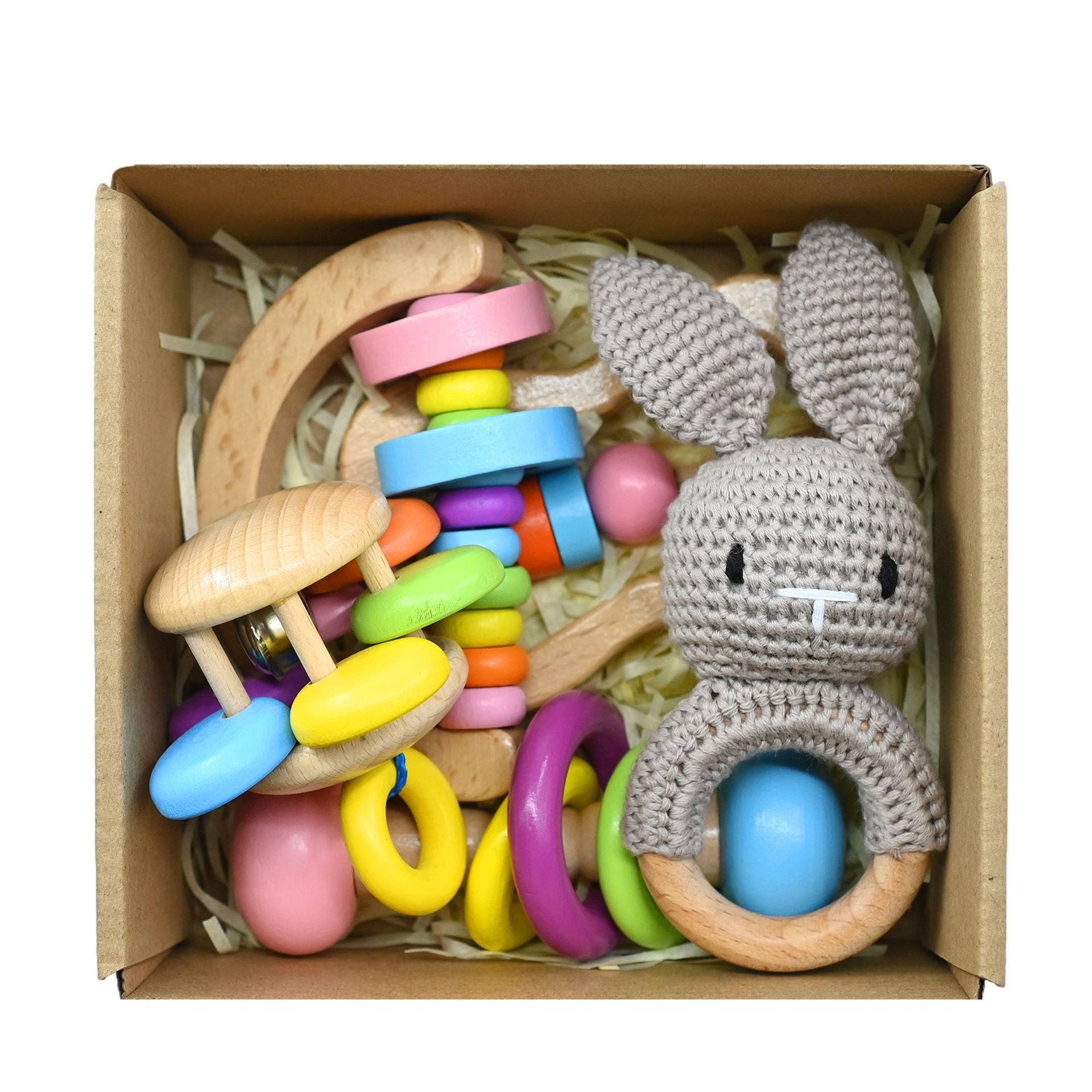 Handmade Crochet Wooden Animal Rattle