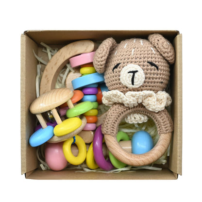 Handmade Crochet Wooden Animal Rattle