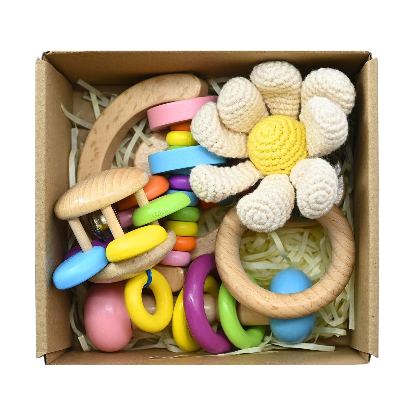 Handmade Crochet Wooden Animal Rattle