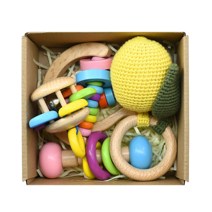 Handmade Crochet Wooden Animal Rattle