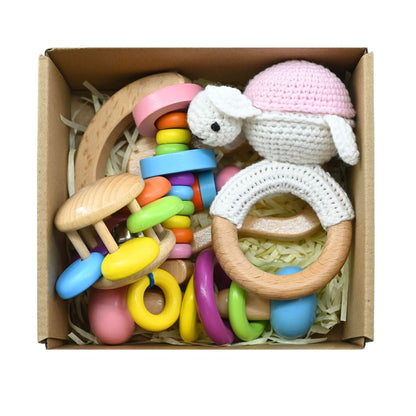 Handmade Crochet Wooden Animal Rattle