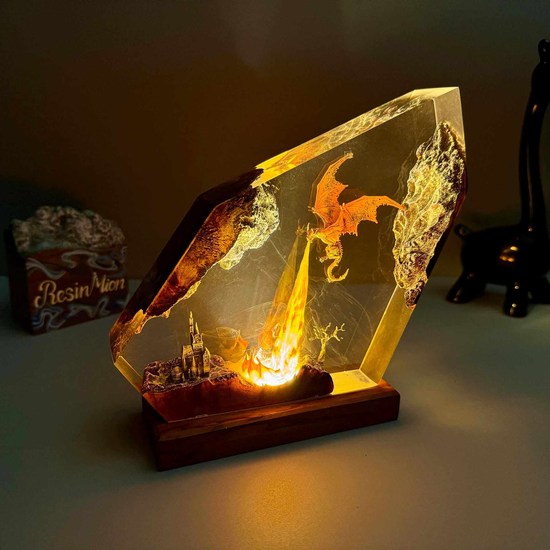 Handmade Dragon Resin Lamp