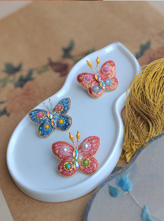 Handmade Embroidery Butterfly Brooch