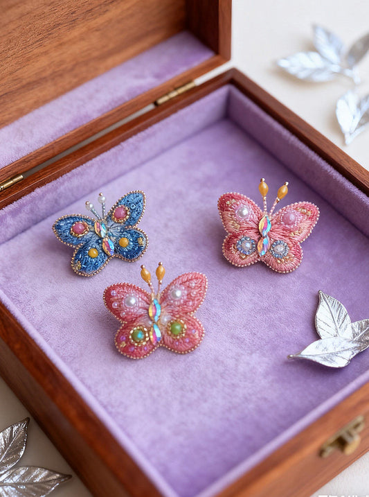 Handmade Embroidery Butterfly Brooch