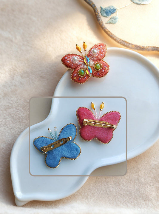Handmade Embroidery Butterfly Brooch