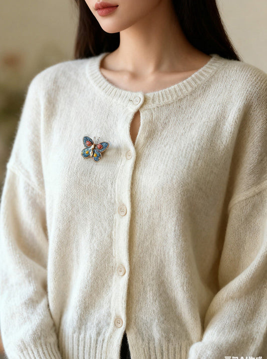 Handmade Embroidery Butterfly Brooch