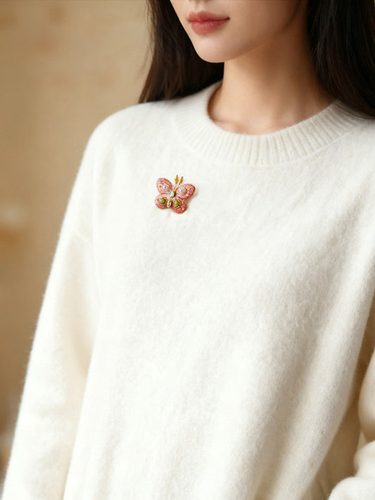 Handmade Embroidery Butterfly Brooch