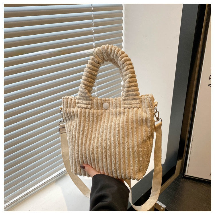 Handmade Embroidery Corduroy Crossbody Bag