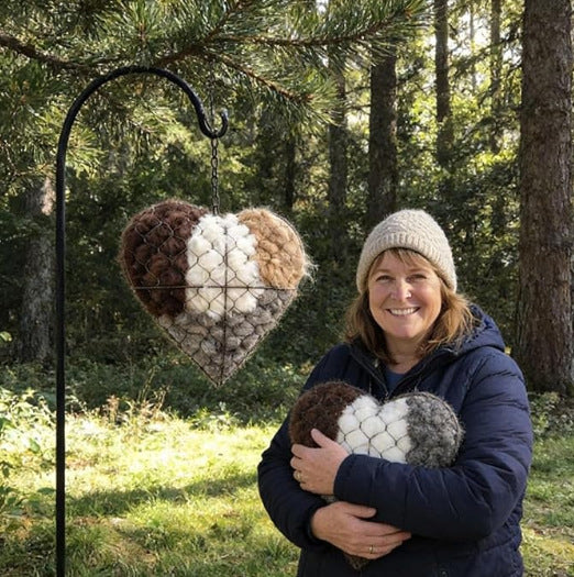 Handmade Fiber Bird Nesting Heart