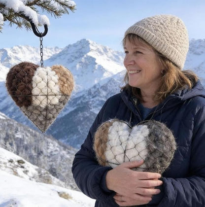 Handmade Fiber Bird Nesting Heart