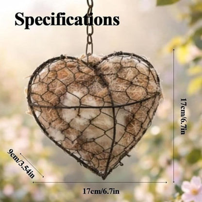 Handmade Fiber Bird Nesting Heart
