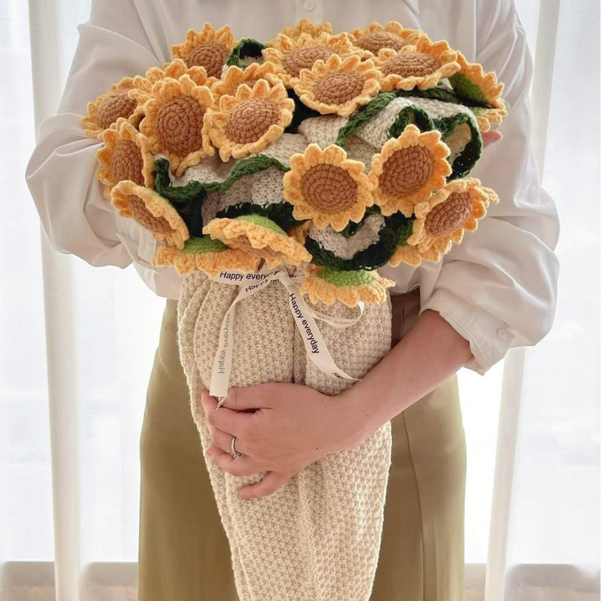 Handmade Floral Crochet Blanket with Decorative Flowers