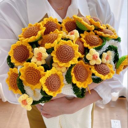Handmade Floral Crochet Blanket with Decorative Flowers