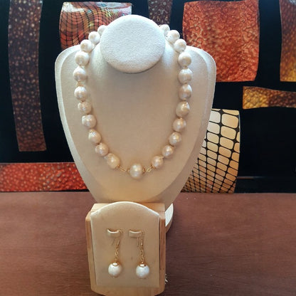 Handmade Freshwater Pearl Necklace Earrings Set