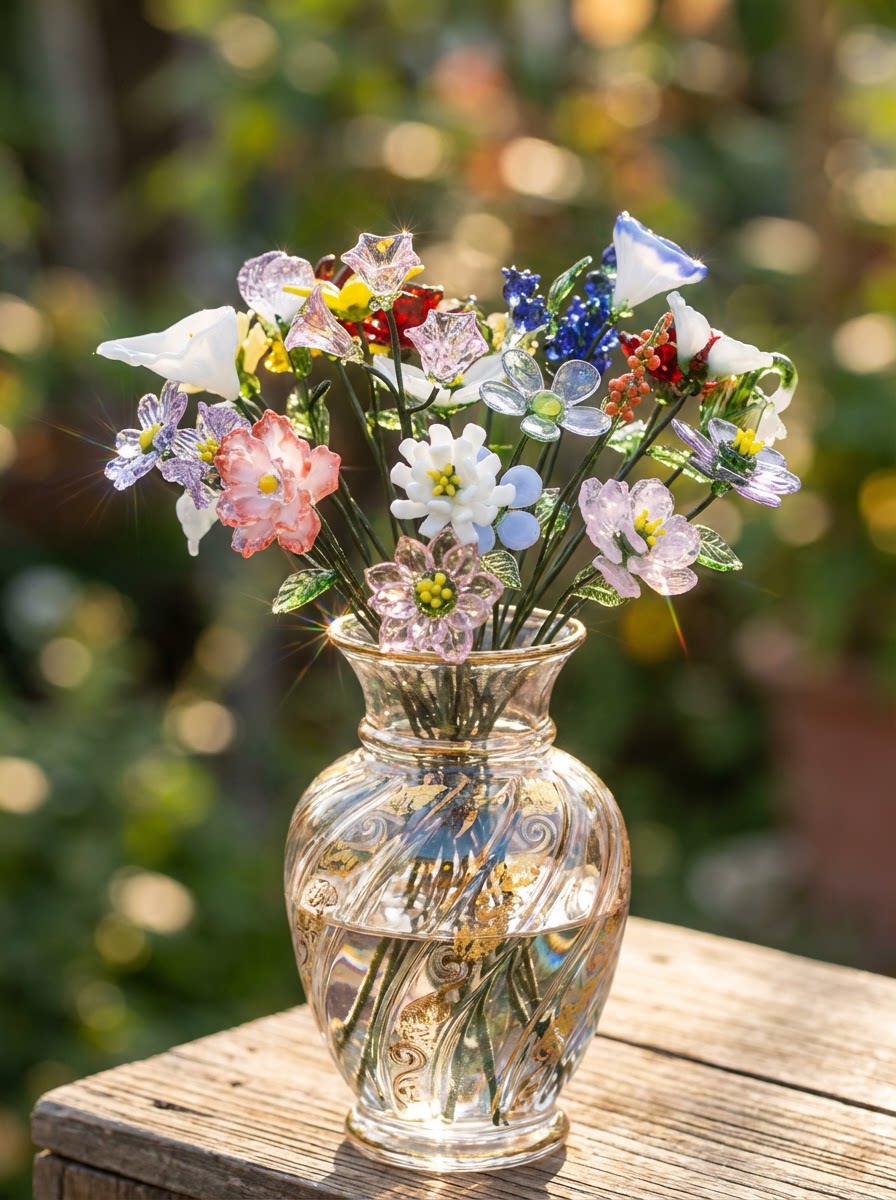 Handmade Glass Flower Decorative Ornament