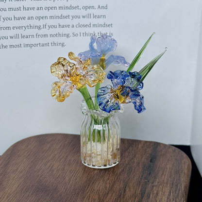 Handmade glass miniature vase with artificial flowers