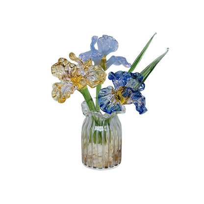 Handmade glass miniature vase with artificial flowers