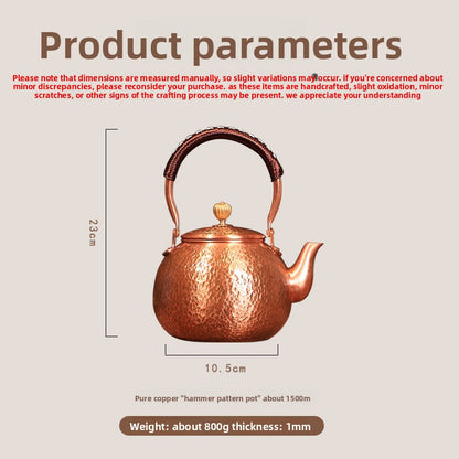 Handmade Hammered Copper Teapot