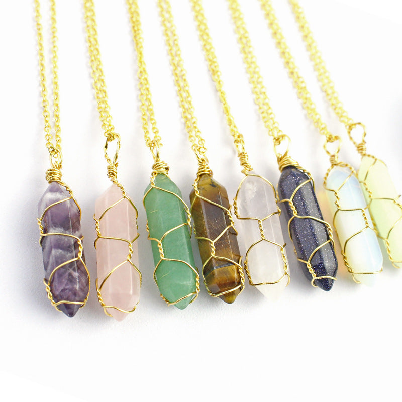 Handmade Hexagonal Crystal Pendant Necklace