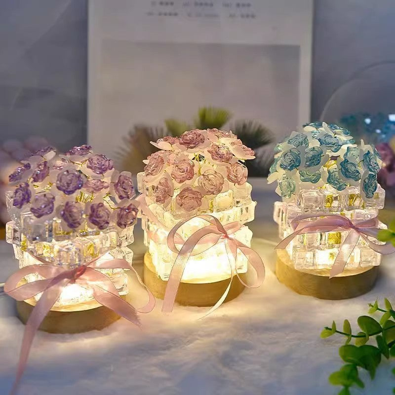 Handmade Ice Cube Rose Night Light DIY Decorative Lamp