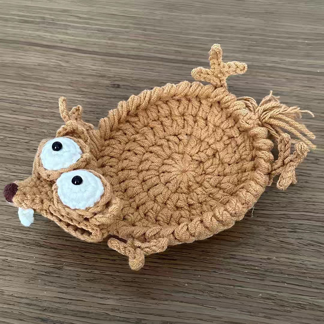 Handmade knitted cute animal coasters