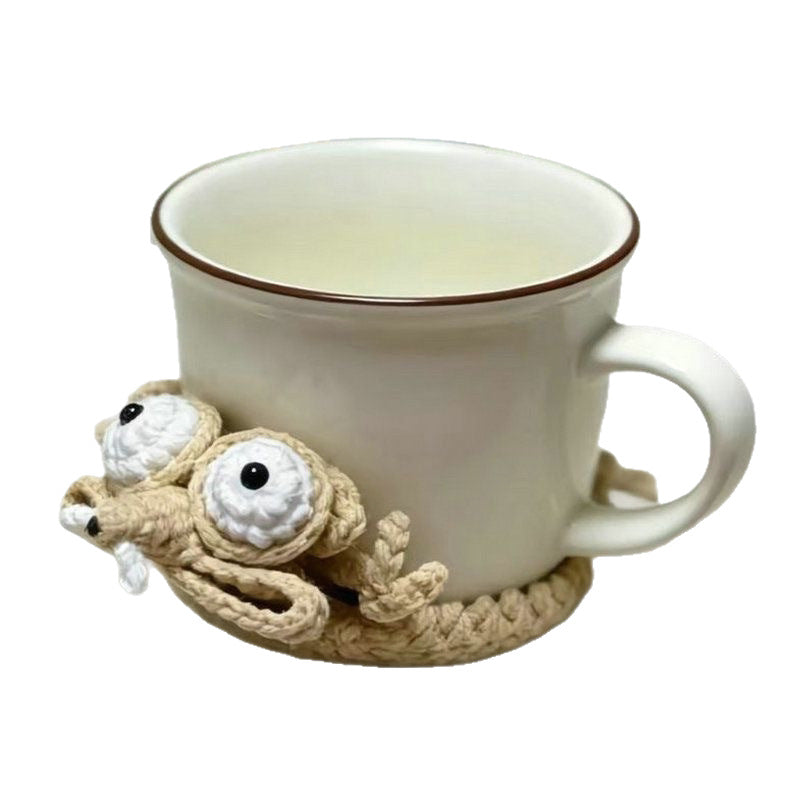 Handmade knitted cute animal coasters