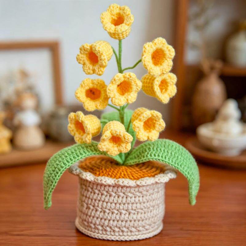 Handmade Knitted Flower Arrangement Potted Decor