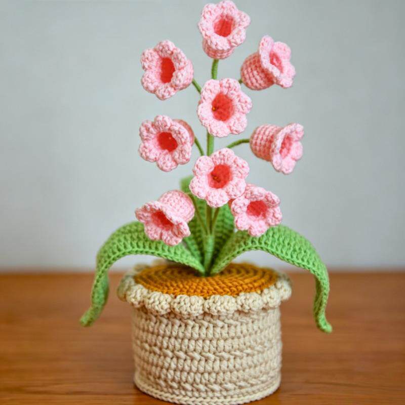 Handmade Knitted Flower Arrangement Potted Decor