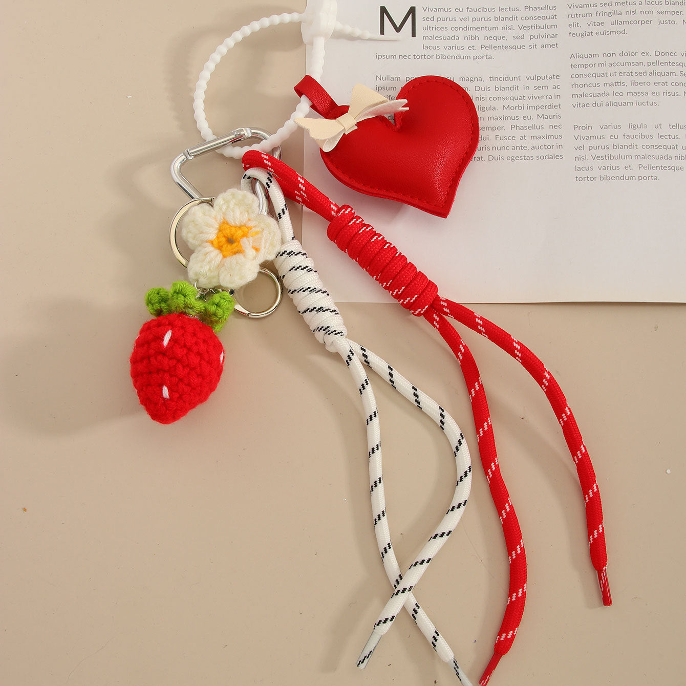 Handmade Love Bow PU Leather Keychain Charm