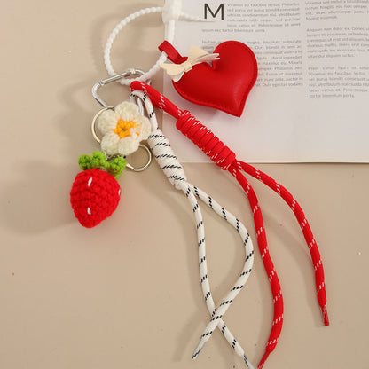 Handmade Love Bow PU Leather Keychain Charm