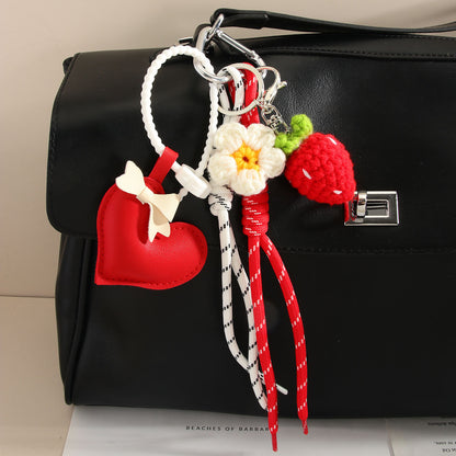 Handmade Love Bow PU Leather Keychain Charm